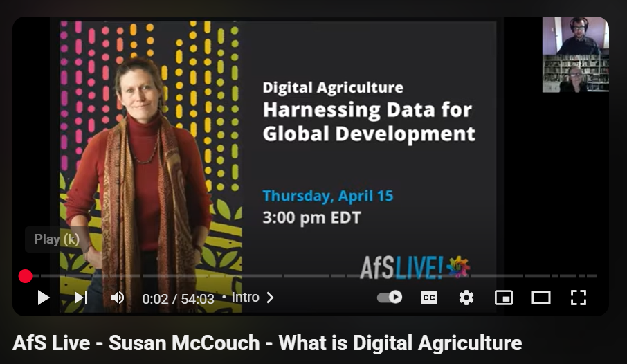 AfS Live - Susan McCouch - What is Digital Agriculture