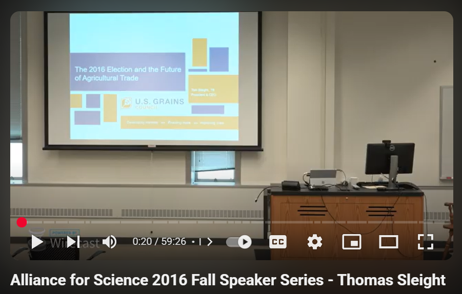 Alliance for Science 2016 Fall Speaker Series - Thomas Sleight