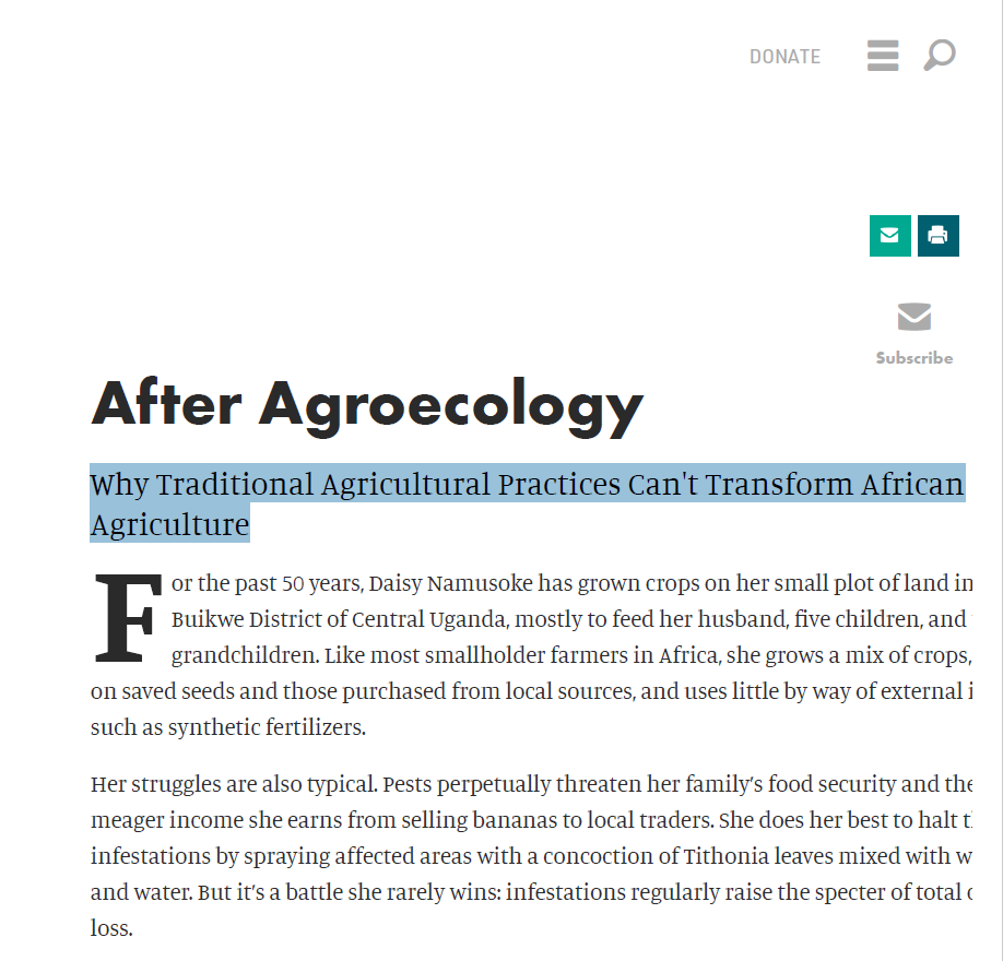 Why Traditional Agricultural Practices Can't Transform African Agriculture