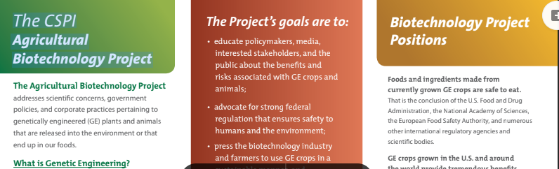 The CSPI Agricultural Biotechnology Project